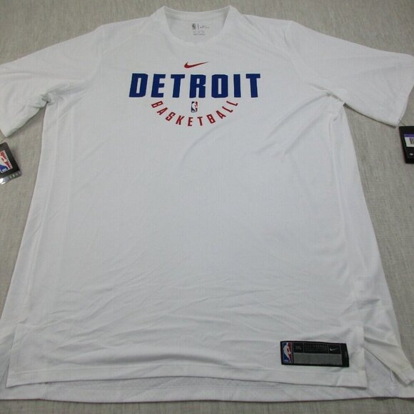 New Detroit Pistons Shirt Mens 3XL Tall White Nike NBA Basketball Sports Dri Fit - Picture 11 of 14